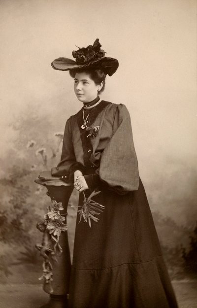 Portrait of Elegant Lady with Hat by Phillipe de Marlier