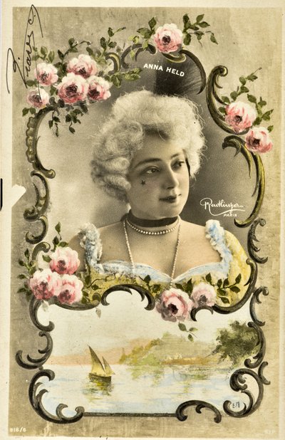 Postcard: Portrait of Anna Held, music hall artist by Phillipe de Marlier