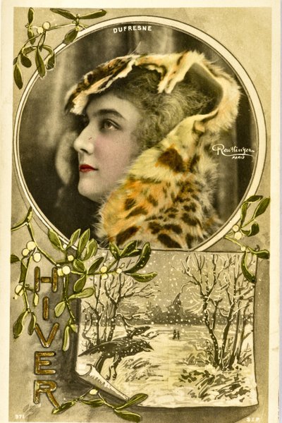 Postcard: Portrait of Mademoiselle Dufresne, Music Hall Artist by Phillipe de Marlier