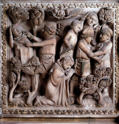 Representation of the martyr of Peter of Verona by Giovanni Balduccio