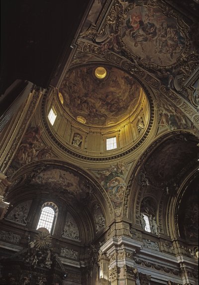 View of the dome and fresco by Baciccia, Church of Gesu in Rome by Giovanni Battista  Gaulli
