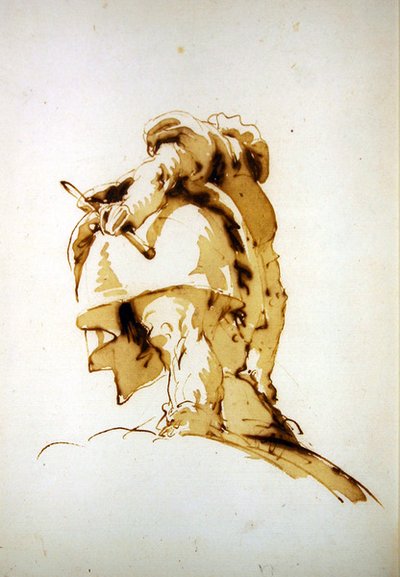 A Standing Man Seen from Behind, Holding a Baton and Reaching for a Sack by Giovanni Battista Tiepolo