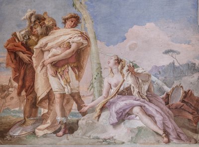 Palazzina (Small Building): View of the Fourth Room or of Torquato Tasso, with Frescoes Representing Episodes of "Jerusalem Delivered": "Rinaldo, Escorted by Ubaldo and Carlo, Abandons Armida" by Giovanni Battista Tiepolo