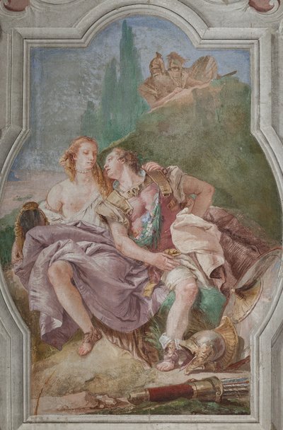 Palazzina (Small Building): view of the fourth room or of Torquato Tasso, with frescoes representing episodes of "Jerusalem Delivered": "Rinaldo and Armida in the enchanted garden, secretly observed by Ubaldo and Carlo" by Giovanni Battista Tiepolo