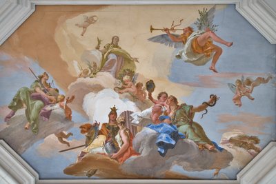 Triumph of Glory announced by Fame standing among the Cardinal Virtues by Giovanni Battista Tiepolo