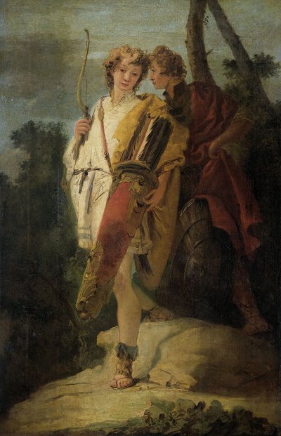Young Man with Bow and Quiver and His Companion with a Shield by Giovanni Battista (1696-1770) Tiepolo