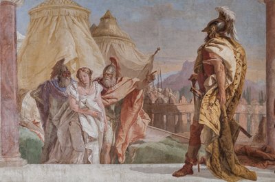 Eurybates and Talthybius leading Briseis to Agamemnon (detail) by Giovanni Battista Tiepolo