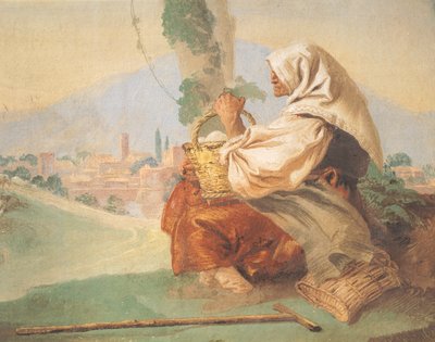 Landscape with Peasant and Old Man Sitting by Giovanni Battista Tiepolo