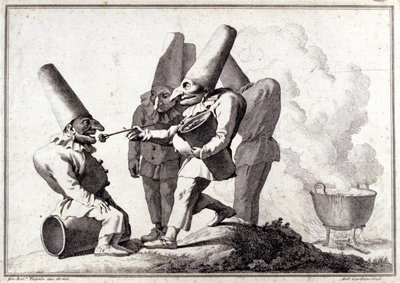 The group of Pulcinella (Italian Polichinelle). Drawing in pen and wash on pencil mark by Giovanni Battista Tiepolo by Giovanni Battista Tiepolo