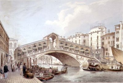 The Ponte di Rialto, Venice, engraved by Lefevre by Giovanni Battista (after) Cecchini