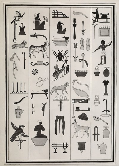 Drawings of the Decorations from Inside the Tomb of Pharaoh Psammetic I, Reproduced in 1817 by Giovanni Battista Belzoni, Housed in the British Museum, London by Giovanni Battista Belzoni