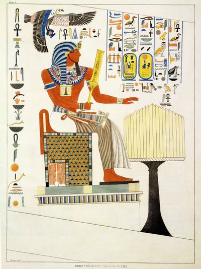 Mural from the Tombs of the Kings of Thebes, Discovered by G. Belzoni, Plate 1 from `Plates Illustrative of the Researches in Egypt and Nubia`, Engraved by Charles Hullmandel by Giovanni Battista Belzoni