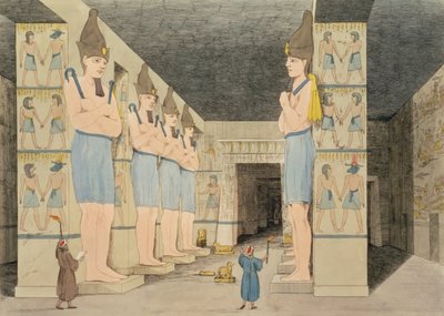View of the Interior of the Temple at Ybsombul, Nubia, discovered by Giovanni Belzoni, engraved by Augustine Aglio, plate 48 from 