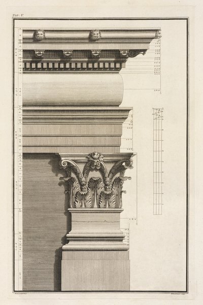 Base, Capital and Entablature of the Pilaster by Giovanni Battista Borra