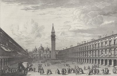 Piazza San Marco looking towards the Basilica and Campanile, 1763 by Giovanni Battista Brostoloni