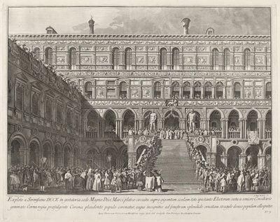 The Doge Crowned on the Scala dei Giganti of the Ducal Palace by Giovanni Battista Brostoloni