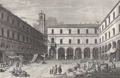 View of the Market Square Near the Church of San Giacomo by Giovanni Battista Brostoloni