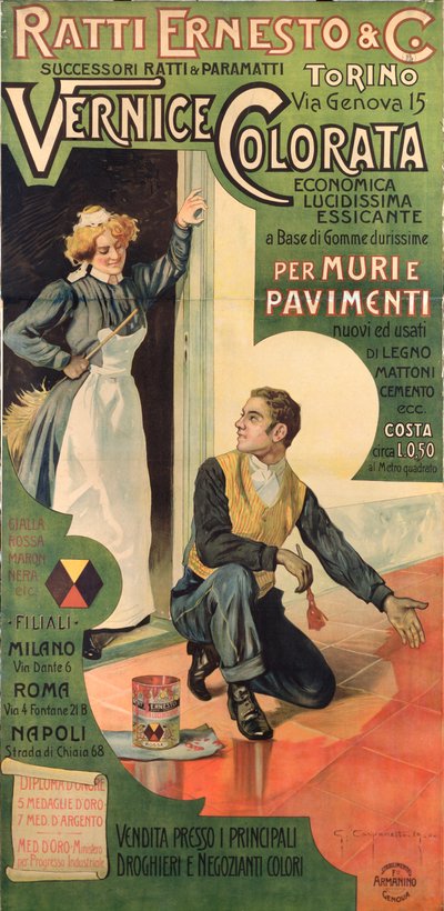 Advertising poster for the Ratti Ernesto and Co. Paint stores, Italy by Giovanni Battista Carpanetto