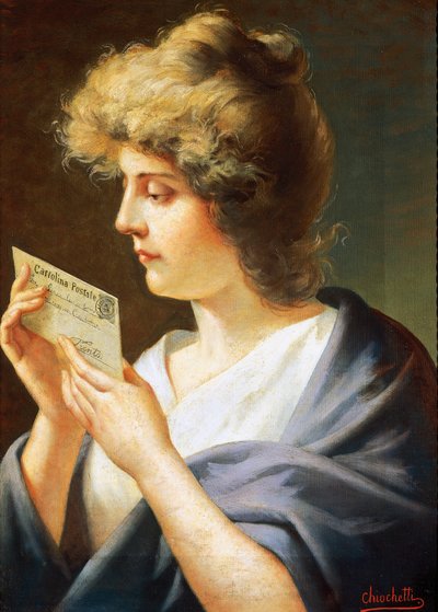 Girl with letter by Giovanni Battista Chiocchetti