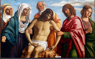 Dead Christ supported by the Virgin Mary, Nicodemus, Saint John the Evangelist, and the Two Marys by Giovanni Battista Cima da Conegliano