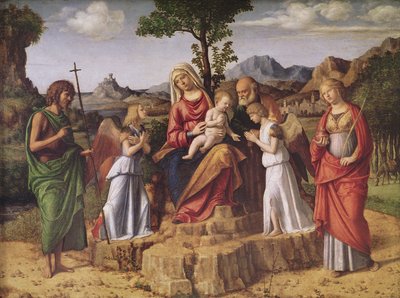 Holy Conversation (The Holy Family Surrounded by Angels, Saint Lucy and Saint John the Baptist), Stopping Before the Flight to Egypt by Giovanni Battista Cima da Conegliano