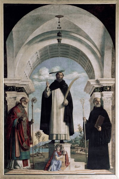 St Peter of Verona with St Nicholas and St Benedict with angel by Giovanni Battista Cima da Conegliano