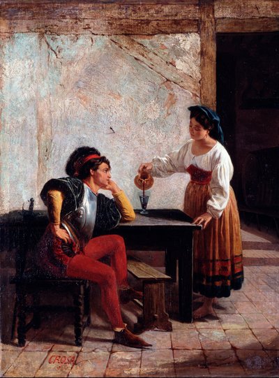 Young Servant in an Inn and a Soldier by Giovanni Battista Crosa