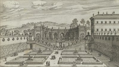 Another Perspective View of the Theatre and Adjacent Garden of Mondragone in Frascati, 1691 or After by Giovanni Battista Falda