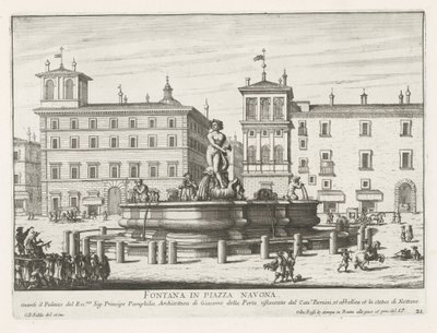 Fontana del Moro on Piazza Navona in Rome by Giovanni Battista Falda