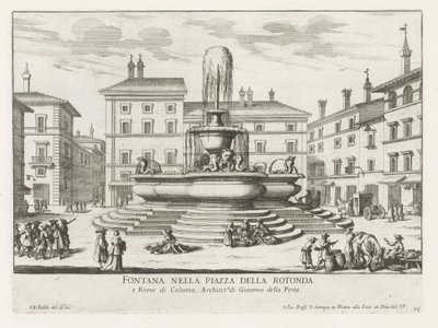 Fountain of the Pantheon on Piazza della Rotonda in Rome (title on object: Fountain in Piazza della Rotonda) (series title: Fountains of Rome) by Giovanni Battista Falda