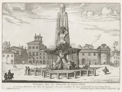 Triton Fountain on Piazza Barberini in Rome by Giovanni Battista Falda