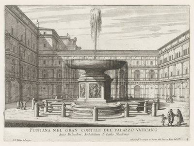 Fountain in the Cortile del Belvedere in the Vatican by Giovanni Battista Falda