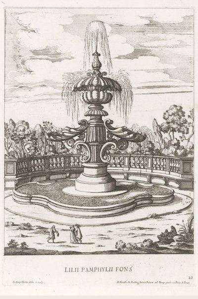 Fountain in the Gardens of Villa Doria Pamphilj in Rome (Le fontane ne palazzi e ne giardini di Roma) by Giovanni Battista Falda