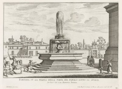 Fountain on Piazza del Popolo in Rome by Giovanni Battista Falda