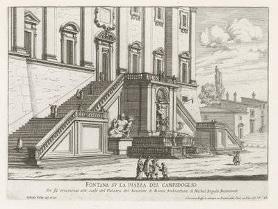 Fountain in Front of the Palazzo Senatorio on the Capitoline Hill in Rome by Giovanni Battista Falda