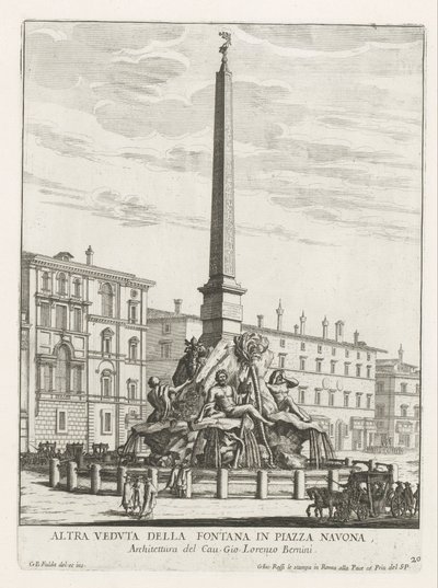 Four Rivers Fountain on Piazza Navona in Rome by Giovanni Battista Falda