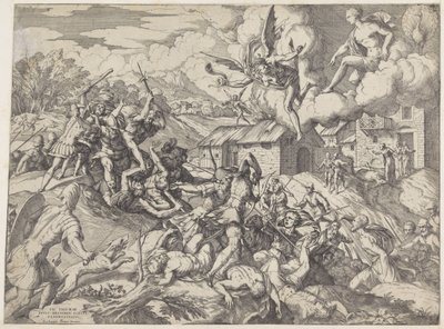 Soldiers of Aeneas Fighting with Servants of King Latinus by Giovanni Battista Fontana