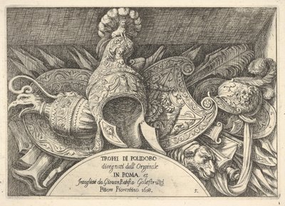 Plate 5: Trophies of Roman Arms from Decorations Above the Windows on the Second Floor by Giovanni Battista Galestruzzi