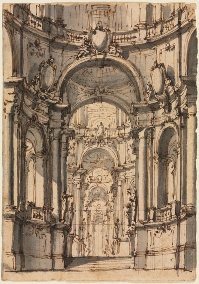 Design for a Stage Set: Interior of a Palace with Arcades by Giovanni Battista III Natali