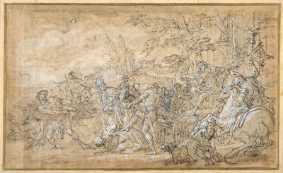 Captives, including a bishop, dragged and bound before the triumphal car of a Roman general by Giovanni Battista Lenardi
