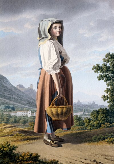 Peasant in the Background of Maddaloni, by Giovan Battista Lusieri, Italy by Giovanni Battista Lusieri