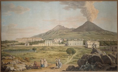 The Slopes of Vesuvius from Portici with a View of the Bourbon Palace, by Giovan Battista Lusieri by Giovanni Battista Lusieri