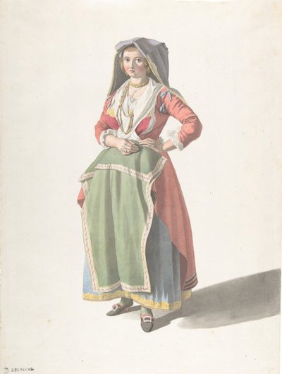 Young Woman Standing in Traditional Neapolitan Dress by Giovanni Battista Lusieri