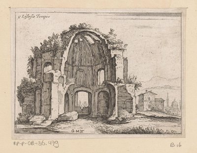 Ruins of the Temple of Minerva Medica in a Landscape by Giovanni Battista Mercati