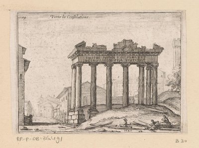 Ruins of the Temple of Saturn on the Roman Forum in Rome (Views of Rome) by Giovanni Battista Mercati