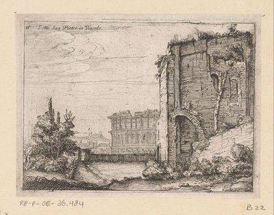 Ruins of Ancient Building and the Colosseum in Rome (Views of Rome) by Giovanni Battista Mercati