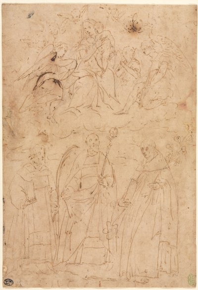 Madonna and Child in Glory Above Three Saints, c. 1570 by Giovanni Battista Paggi
