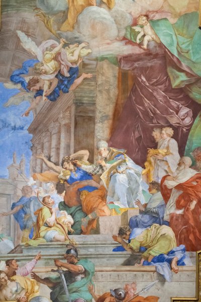 The miracle of the chains in the center of the coffered (detail) by Giovanni Battista Parodi