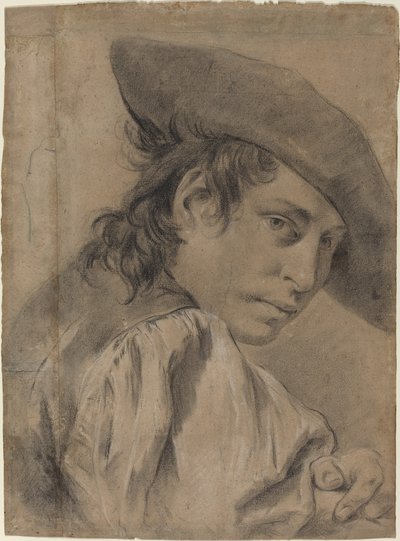 A Young Man in a Broad Hat by Giovanni Battista Piazzetta
