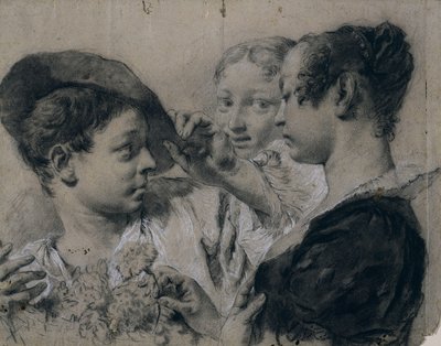 A Young Woman Buying a Pink from a Young Man by Giovanni Battista Piazzetta